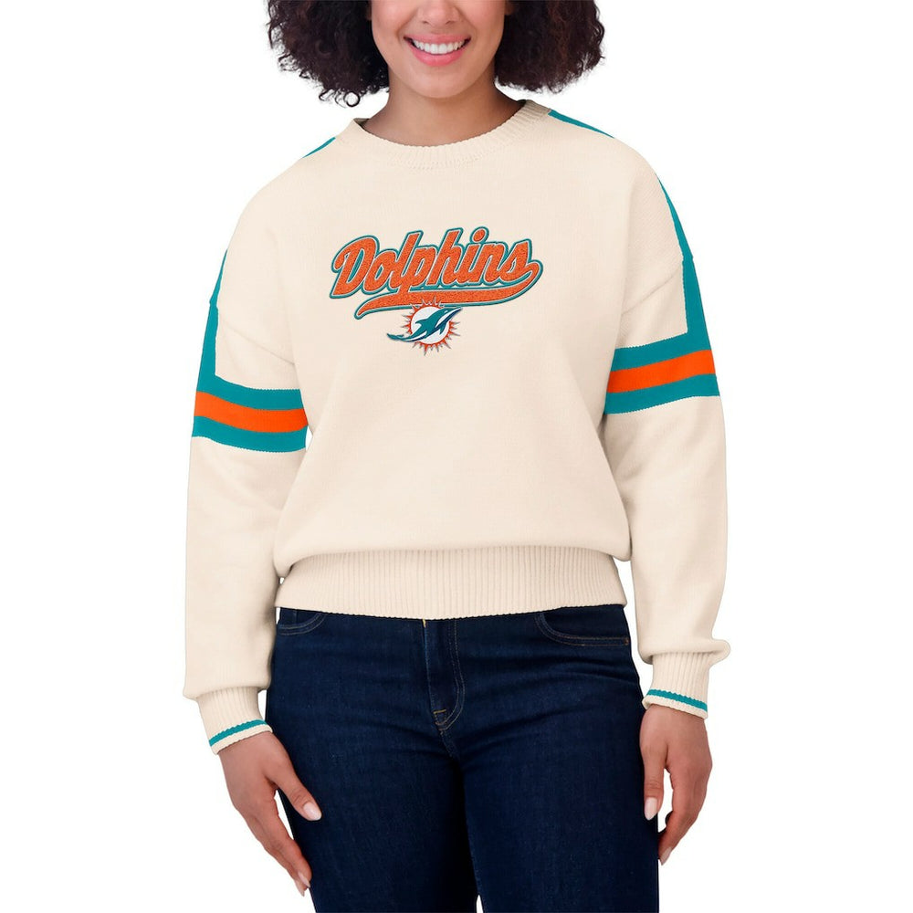 Miami Dolphins WEAR by Erin Andrews Women's Stripe Pullover Sweater | NFL On sale