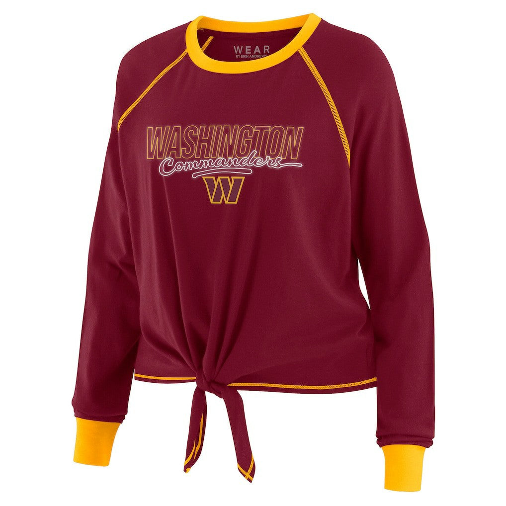 Washington Commanders WEAR by Erin Andrews Women's Tie-Front Long Sleeve T-Shirt | NFL On sale
