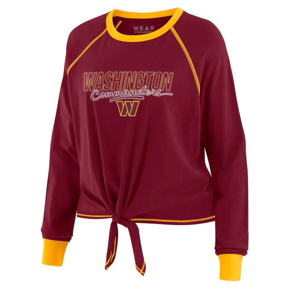 Washington Commanders WEAR by Erin Andrews Women's Tie-Front Long Sleeve T-Shirt | NFL On sale