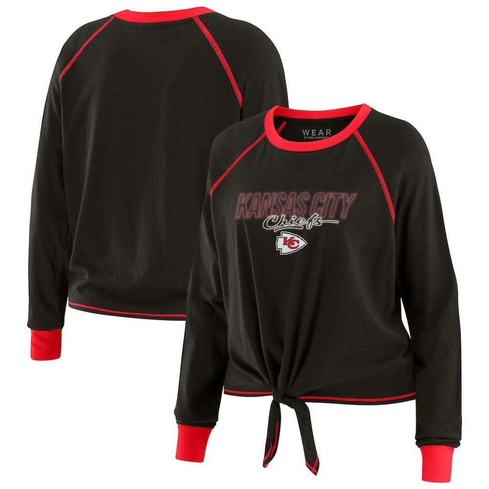 Kansas City Chiefs WEAR by Erin Andrews Women's Tie-Front Long Sleeve T-Shirt | NFL Sale