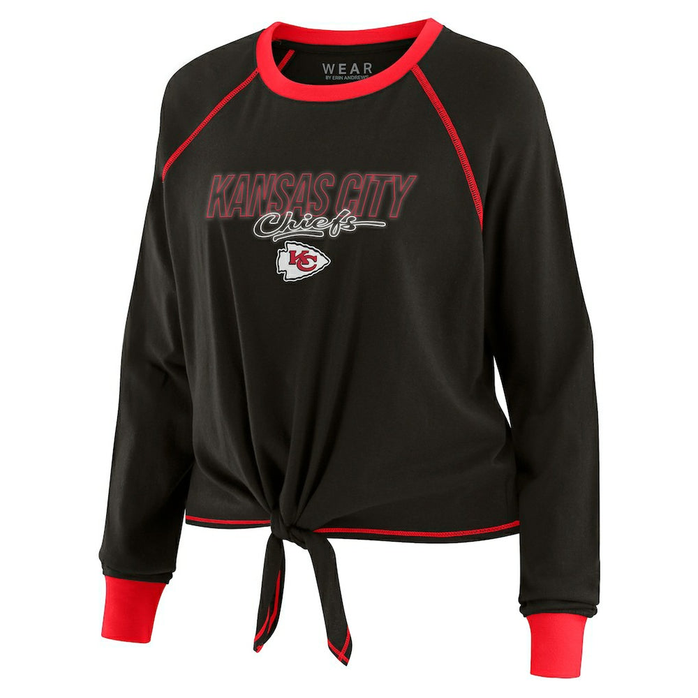 Kansas City Chiefs WEAR by Erin Andrews Women's Tie-Front Long Sleeve T-Shirt | NFL Sale