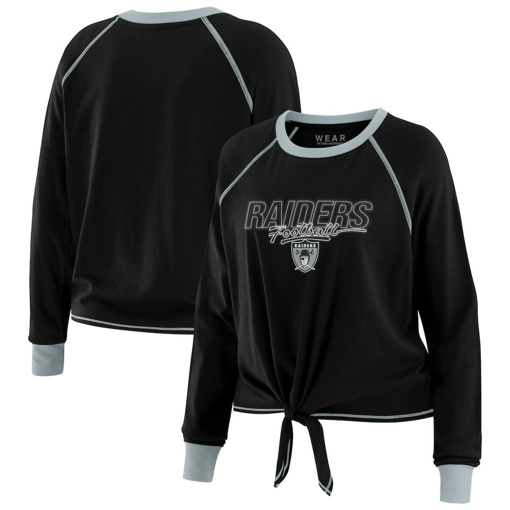 Las Vegas Raiders WEAR by Erin Andrews Women's Tie-Front Long Sleeve T-Shirt | NFL Discount