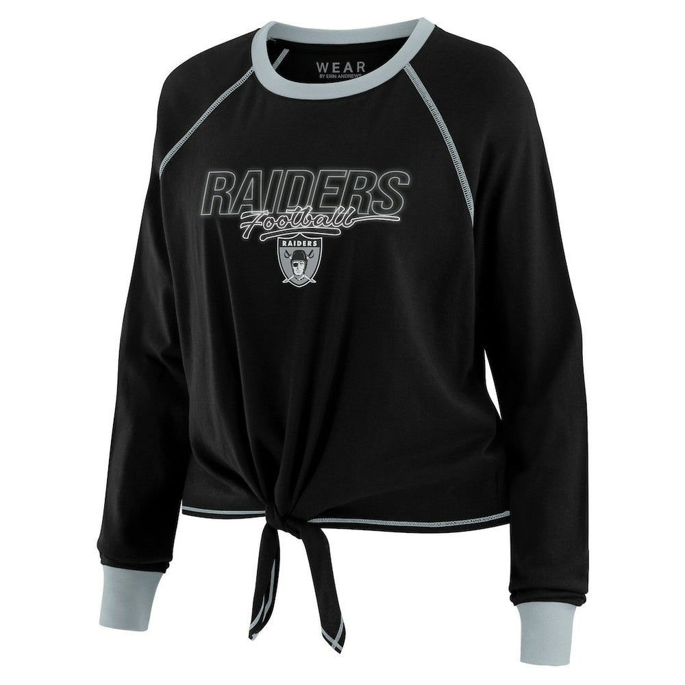 Las Vegas Raiders WEAR by Erin Andrews Women's Tie-Front Long Sleeve T-Shirt | NFL Discount