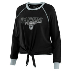 Las Vegas Raiders WEAR by Erin Andrews Women's Tie-Front Long Sleeve T-Shirt | NFL Discount