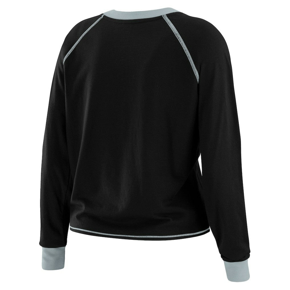 Las Vegas Raiders WEAR by Erin Andrews Women's Tie-Front Long Sleeve T-Shirt | NFL Discount