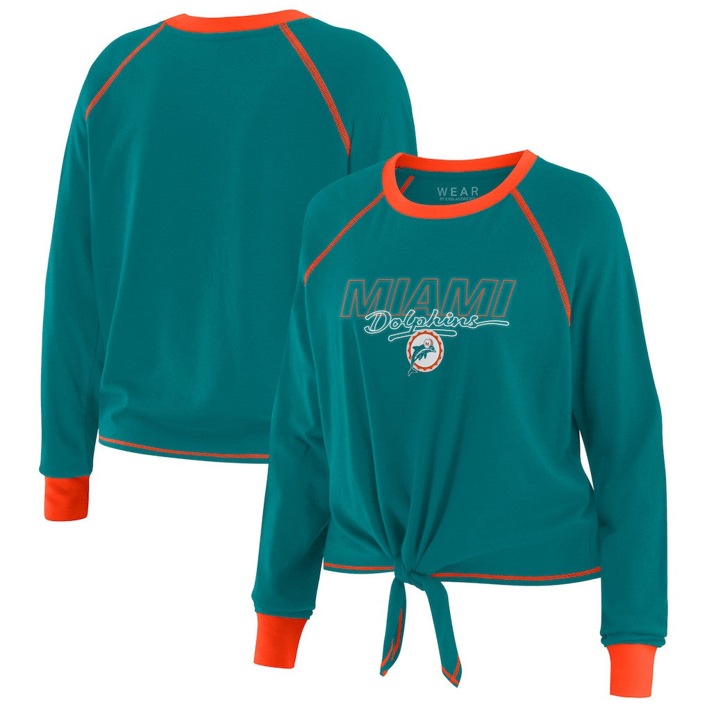 Miami Dolphins WEAR by Erin Andrews Women's Tie-Front Long Sleeve T-Shirt | NFL US