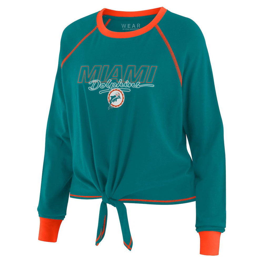 Miami Dolphins WEAR by Erin Andrews Women's Tie-Front Long Sleeve T-Shirt | NFL US