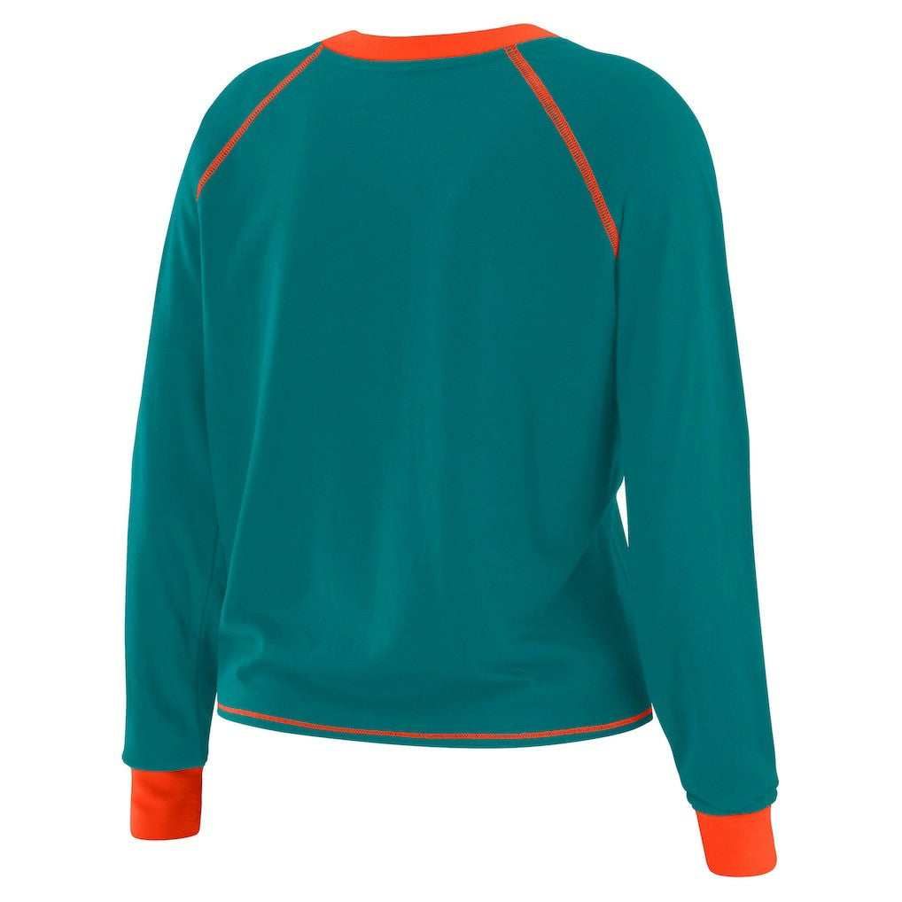 Miami Dolphins WEAR by Erin Andrews Women's Tie-Front Long Sleeve T-Shirt | NFL US