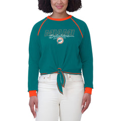 Miami Dolphins WEAR by Erin Andrews Women's Tie-Front Long Sleeve T-Shirt | NFL US