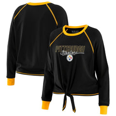 Pittsburgh Steelers WEAR by Erin Andrews Women's Tie-Front Long Sleeve T-Shirt | NFL Discount