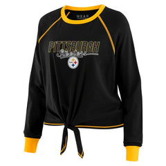 Pittsburgh Steelers WEAR by Erin Andrews Women's Tie-Front Long Sleeve T-Shirt | NFL Discount