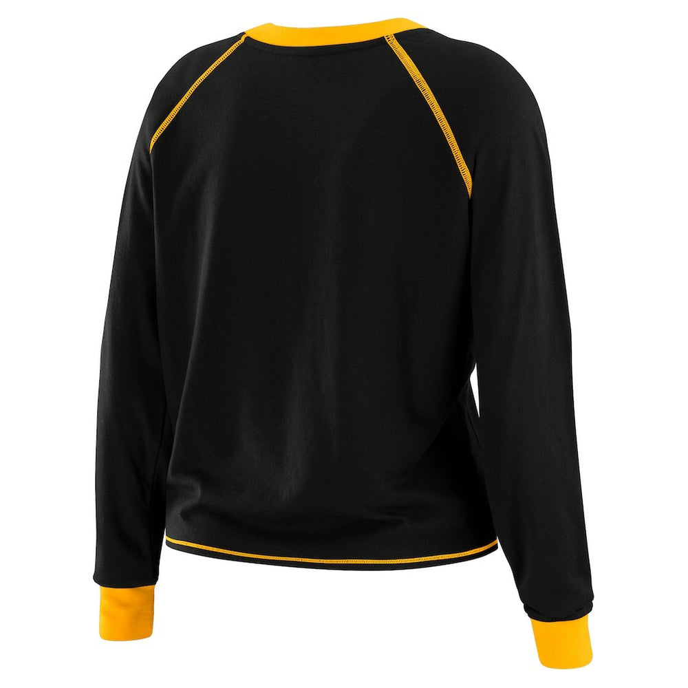 Pittsburgh Steelers WEAR by Erin Andrews Women's Tie-Front Long Sleeve T-Shirt | NFL Discount