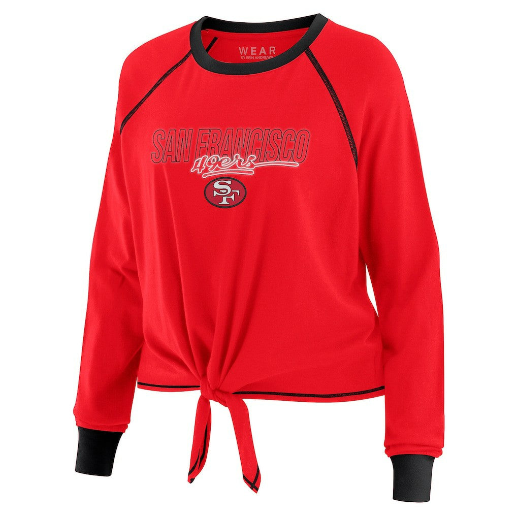 San Francisco 49ers WEAR by Erin Andrews Women's Tie-Front Long Sleeve T-Shirt | NFL Sale