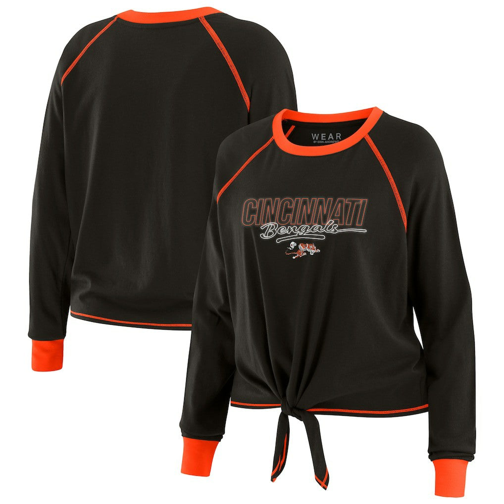 Cincinnati Bengals WEAR by Erin Andrews Women's Tie-Front Long Sleeve T-Shirt | NFL Outlet