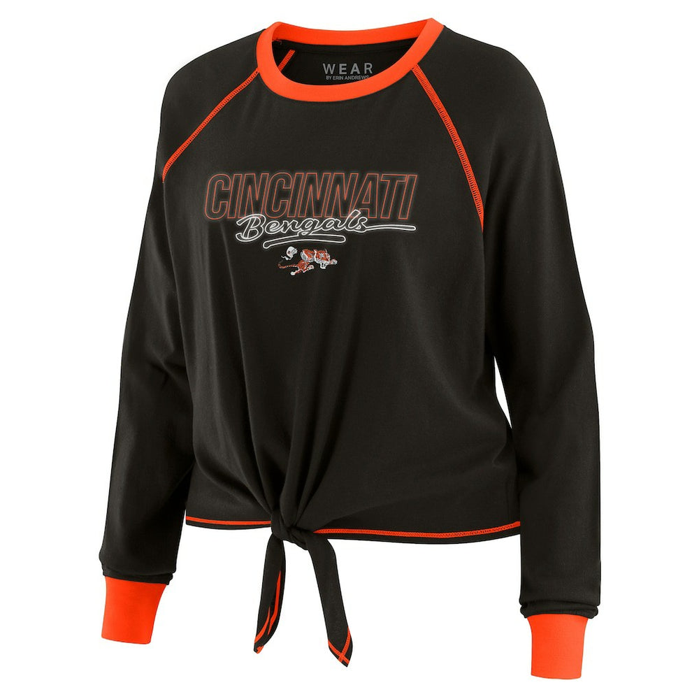Cincinnati Bengals WEAR by Erin Andrews Women's Tie-Front Long Sleeve T-Shirt | NFL Outlet