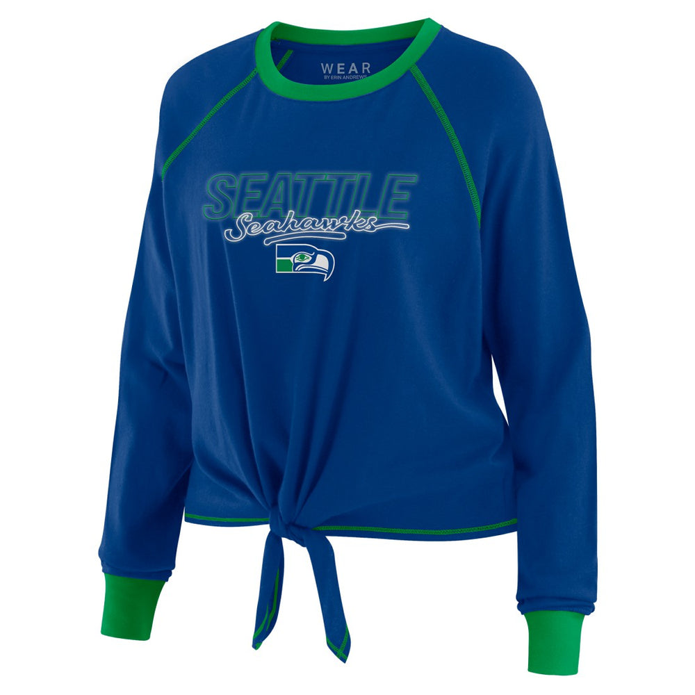 Seattle Seahawks WEAR by Erin Andrews Women's Tie-Front Long Sleeve T-Shirt | NFL Outlet