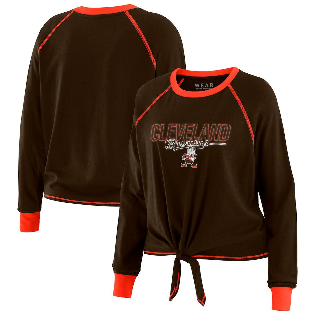 Cleveland Browns WEAR by Erin Andrews Women's Tie-Front Long Sleeve T-Shirt | NFL US
