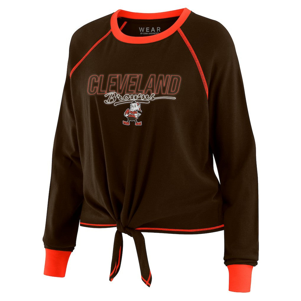 Cleveland Browns WEAR by Erin Andrews Women's Tie-Front Long Sleeve T-Shirt | NFL US