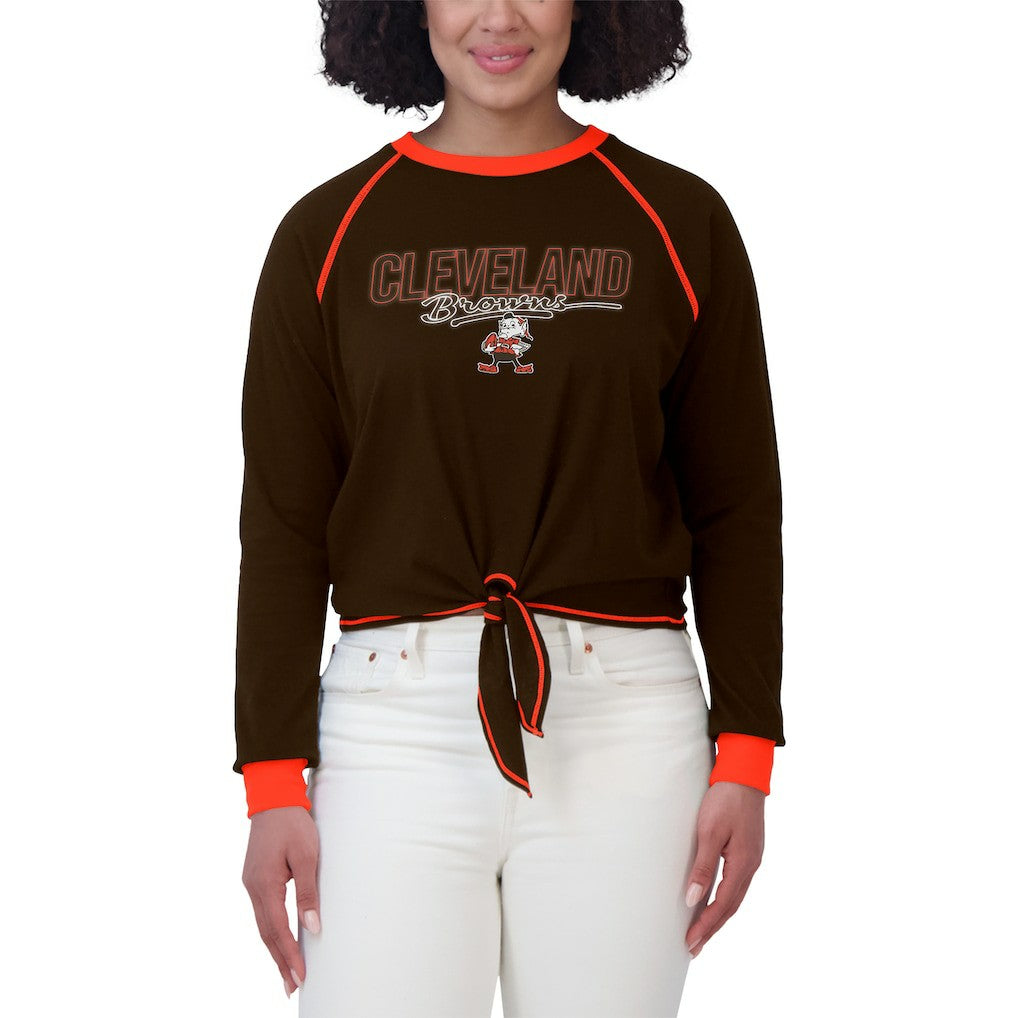 Cleveland Browns WEAR by Erin Andrews Women's Tie-Front Long Sleeve T-Shirt | NFL US