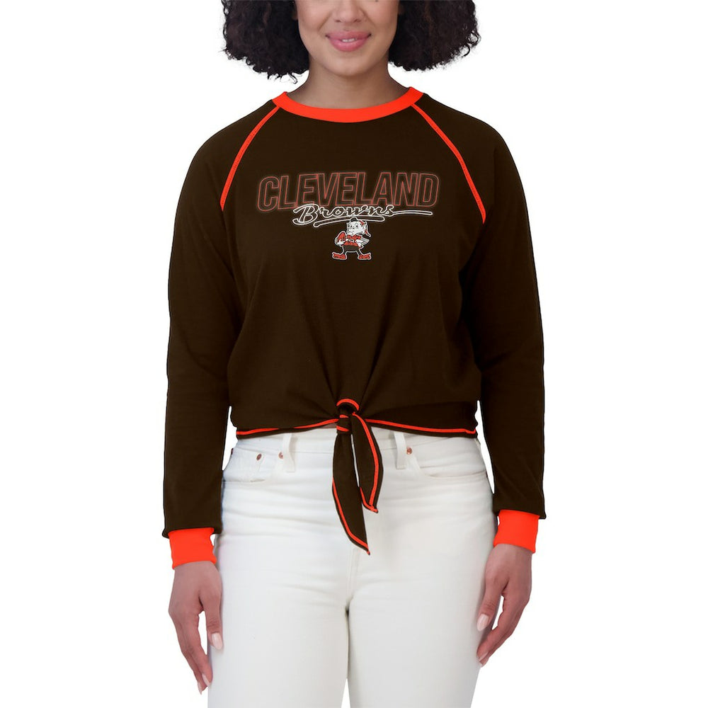 Cleveland Browns WEAR by Erin Andrews Women's Tie-Front Long Sleeve T-Shirt | NFL US