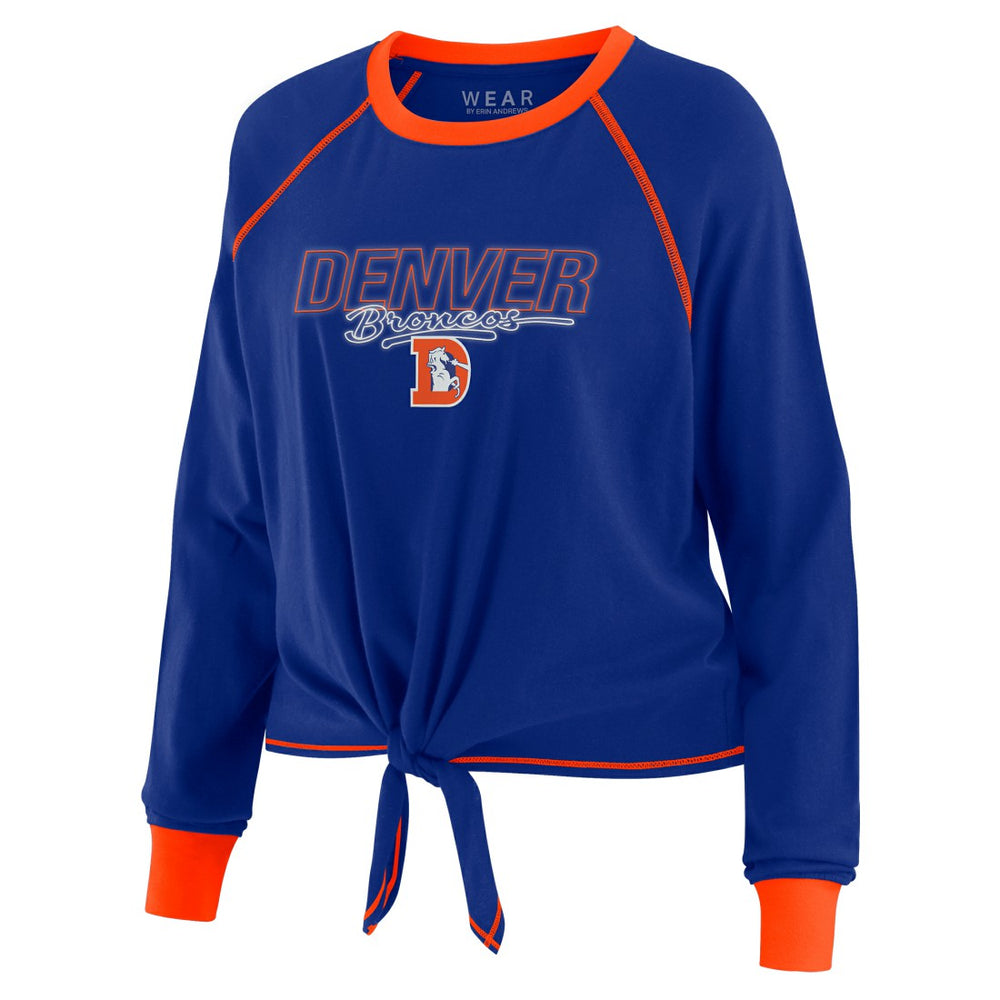 Denver Broncos WEAR by Erin Andrews Women's Tie-Front Long Sleeve T-Shirt | NFL Hot