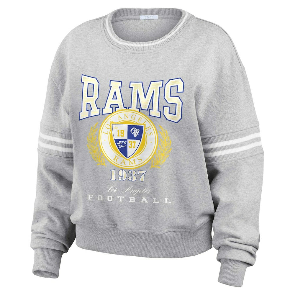 Los Angeles Rams WEAR by Erin Andrews Women's Cropped Pullover Sweatshirt | NFL Discount