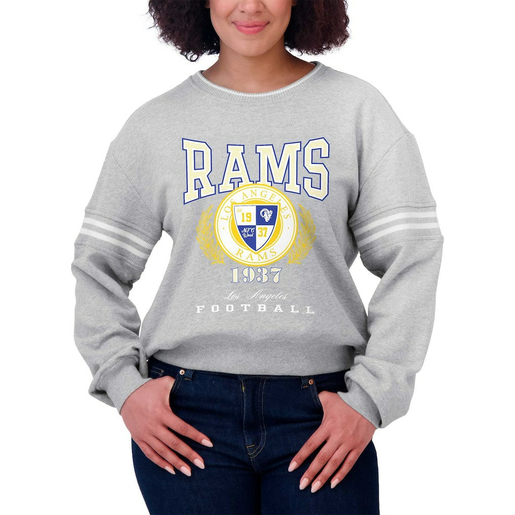Los Angeles Rams WEAR by Erin Andrews Women's Cropped Pullover Sweatshirt | NFL Discount