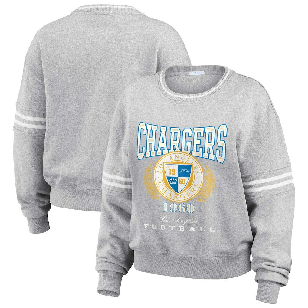 Los Angeles Chargers WEAR by Erin Andrews Women's Cropped Pullover Sweatshirt | NFL New