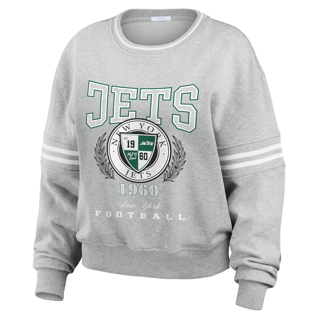 New York Jets WEAR by Erin Andrews Women's Crest Cropped Pullover Sweatshirt | NFL US