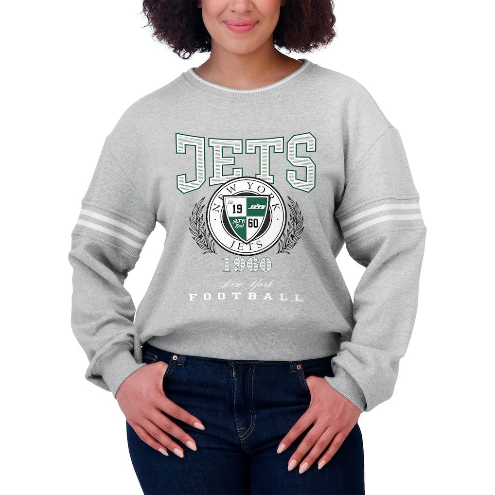 New York Jets WEAR by Erin Andrews Women's Crest Cropped Pullover Sweatshirt | NFL US