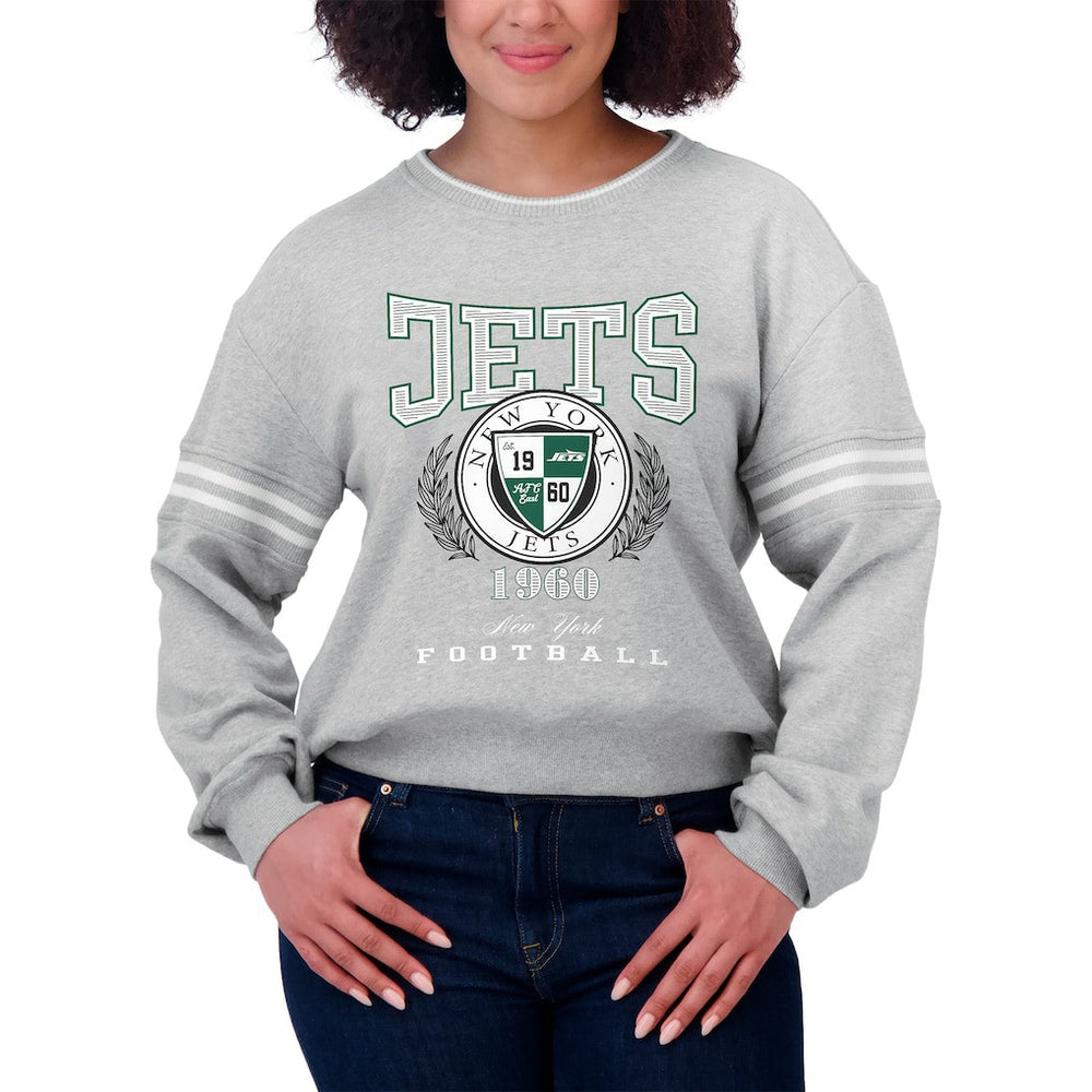 New York Jets WEAR by Erin Andrews Women's Crest Cropped Pullover Sweatshirt | NFL US