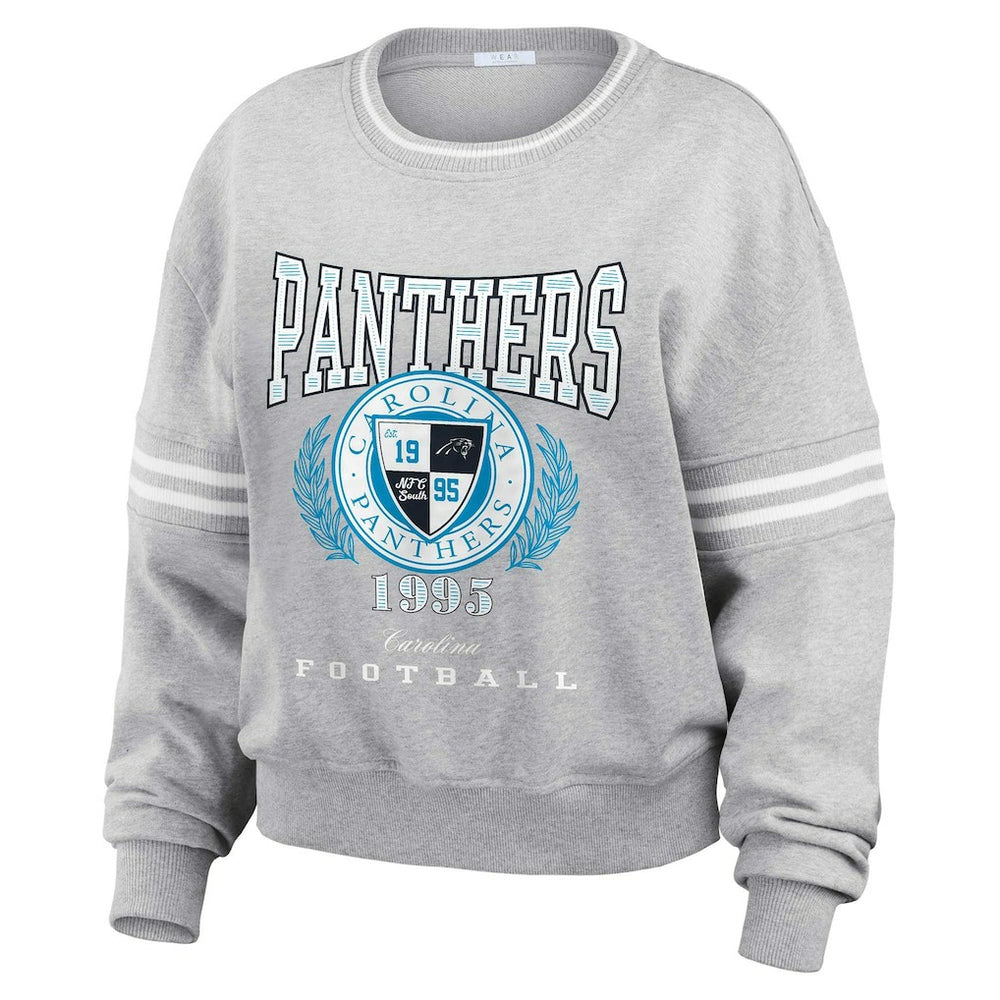 Carolina Panthers WEAR by Erin Andrews Women's Cropped Pullover Sweatshirt | NFL Outlet