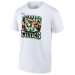 White Boston Celtics 2024 NBA Finals Champions Pull Up Jumper Caricature T-Shirt | NBA