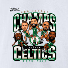 White Boston Celtics 2024 NBA Finals Champions Pull Up Jumper Caricature T-Shirt | NBA