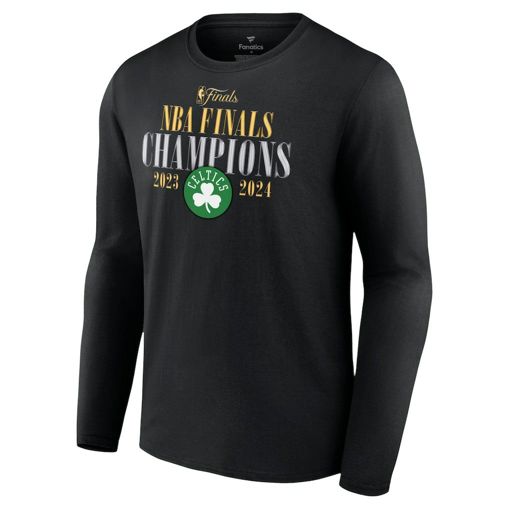 Black Boston Celtics 2024 NBA Finals Champions Fade Away Jumper Roster Signature Long Sleeve T-Shirt | NBA