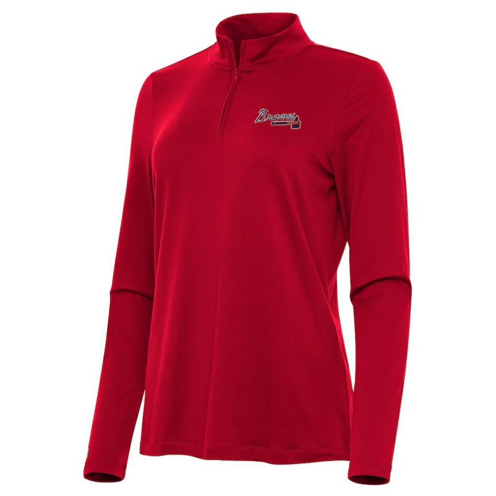 Atlanta Braves Antigua Women's Reprocess Quarter-Zip Top - Red - MLB Tops
