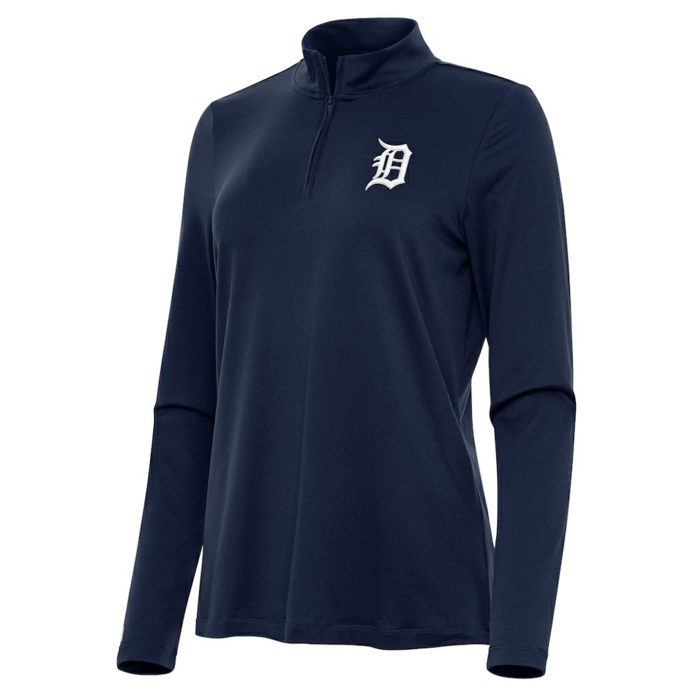 Detroit Tigers Antigua Women's Reprocess Quarter-Zip Top - Navy - MLB Tops
