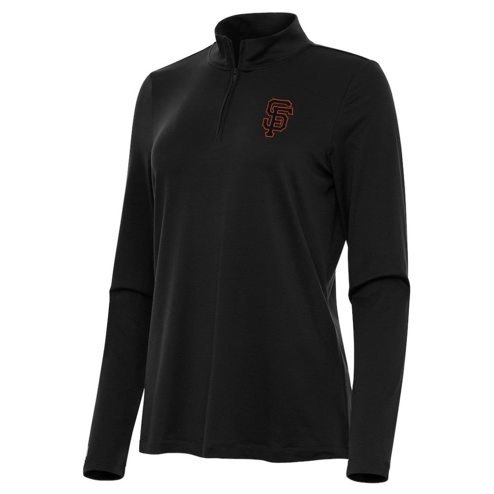 San Francisco Giants Antigua Women's Reprocess Quarter-Zip Top - Black - MLB Tops