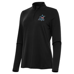 Miami Marlins Antigua Women's Reprocess Quarter-Zip Top - Black - MLB Tops