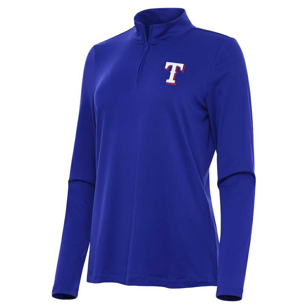 Texas Rangers Antigua Women's Reprocess Quarter-Zip Top - Royal - MLB Tops