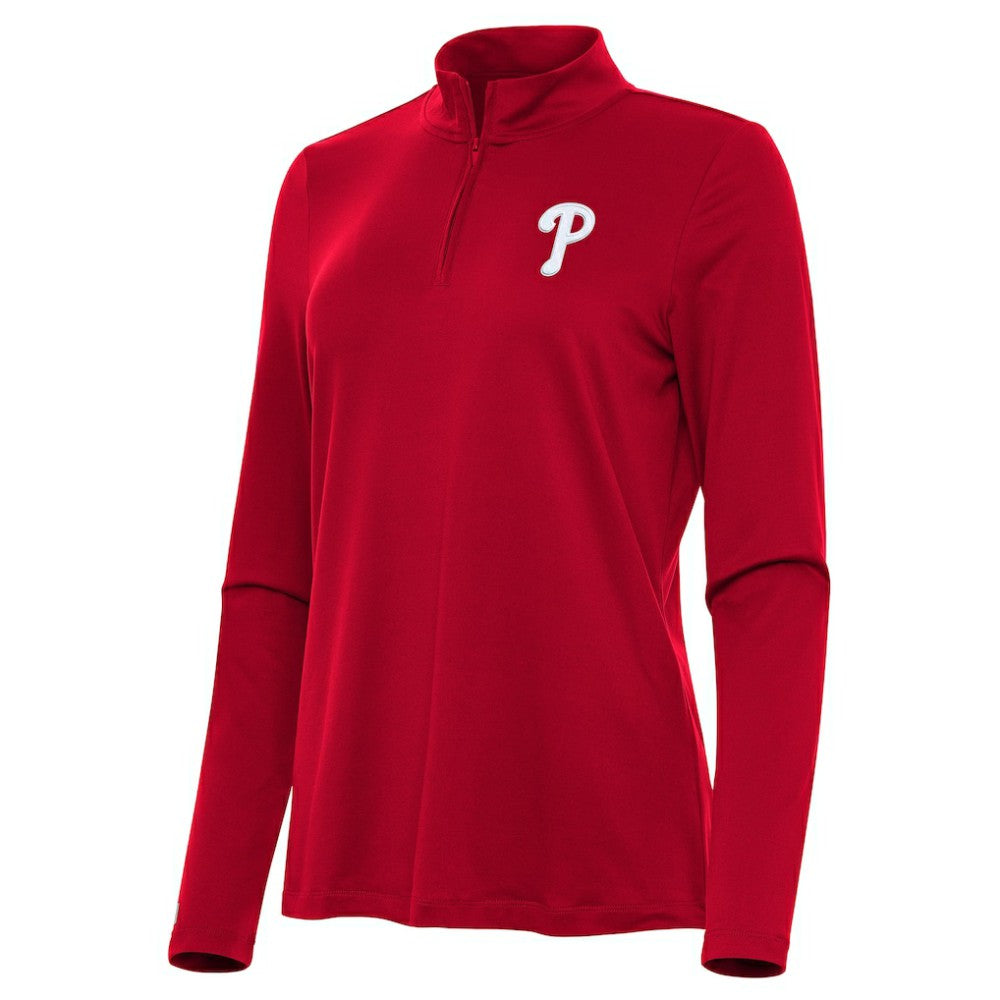 Philadelphia Phillies Antigua Women's Reprocess Quarter-Zip Top - Red - MLB Tops
