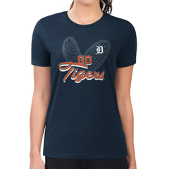 Detroit Tigers G-III 4Her by Carl Banks Women's Super-Slim Fit Lightweight Leopard Heart T-Shirt - MLB T-shirts