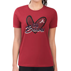 Atlanta Braves G-III 4Her by Carl Banks Women's Super-Slim Fit Lightweight Leopard Heart T-Shirt - MLB T-shirts