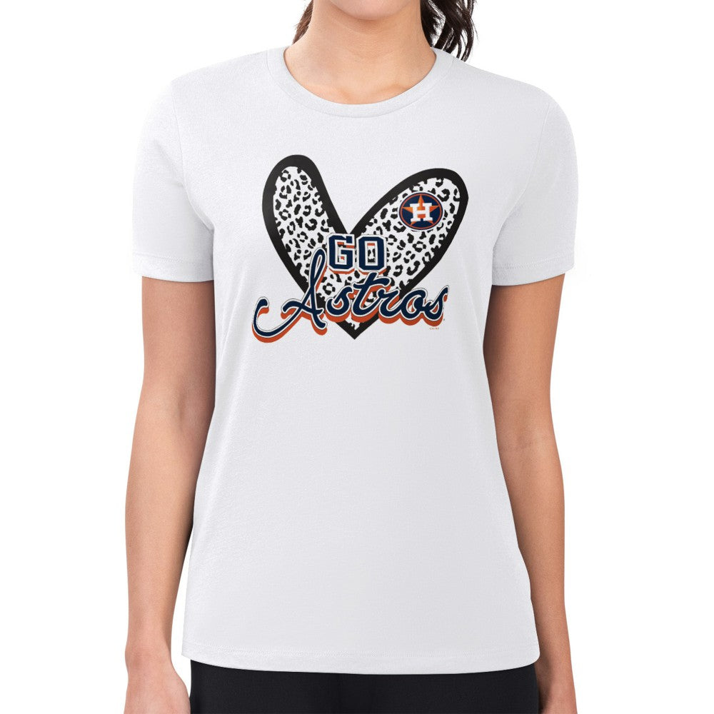 Houston Astros G-III 4Her by Carl Banks Women's Super-Slim Fit Lightweight Leopard Heart T-Shirt - MLB T-shirts
