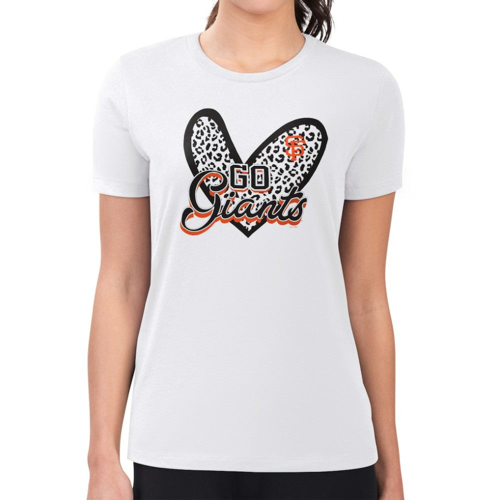 San Francisco Giants G-III 4Her by Carl Banks Women's Super-Slim Fit Lightweight Leopard Heart T-Shirt - MLB T-shirts