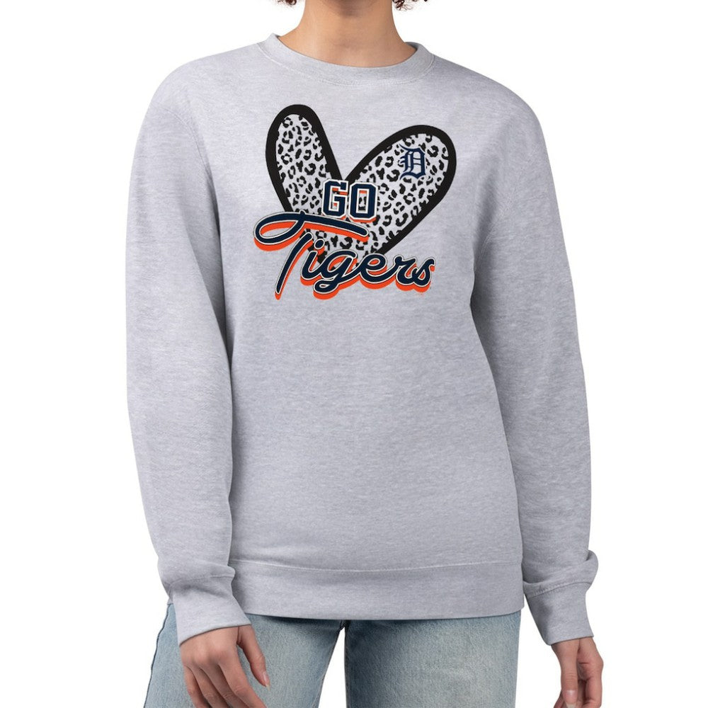 Detroit Tigers G-III 4Her by Carl Banks Women's Leopard Heart Pullover Sweatshirt - MLB Pullover