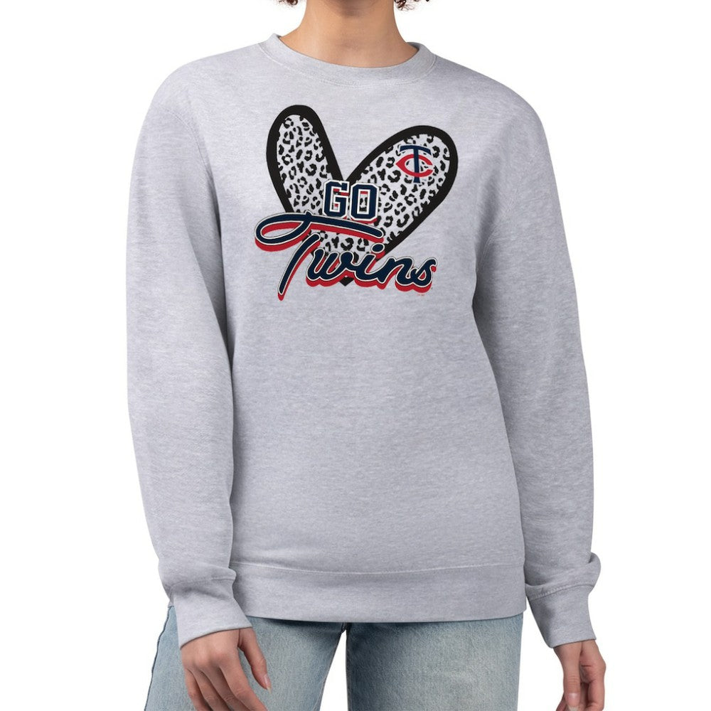 Minnesota Twins G-III 4Her by Carl Banks Women's Leopard Heart Pullover Sweatshirt - MLB Pullover