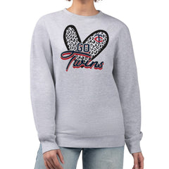 Minnesota Twins G-III 4Her by Carl Banks Women's Leopard Heart Pullover Sweatshirt - MLB Pullover