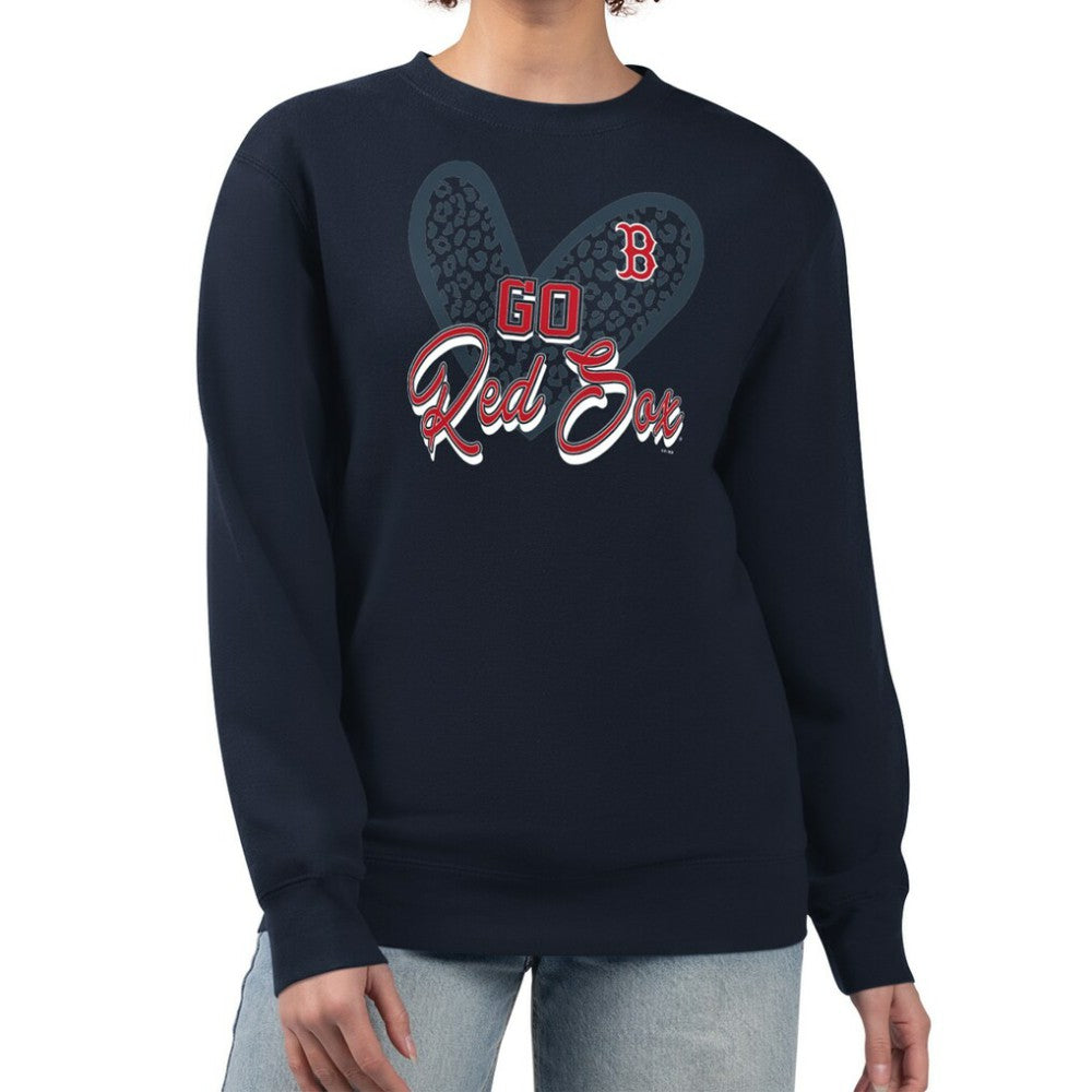 Boston Red Sox G-III 4Her by Carl Banks Women's Leopard Heart Pullover Sweatshirt - MLB Pullover
