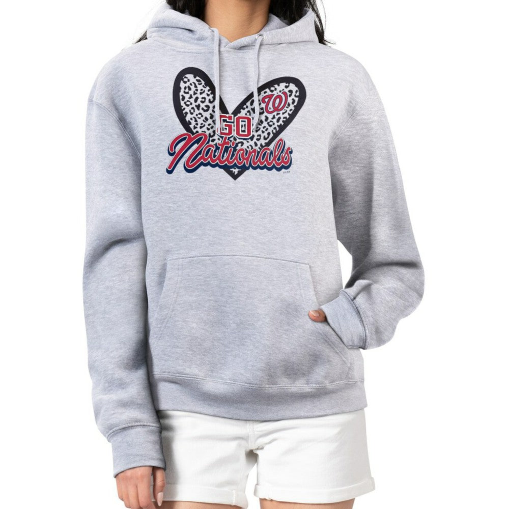 Washington Nationals G-III 4Her by Carl Banks Women's Leopard Heart Pullover Hoodie - MLB Hoodies